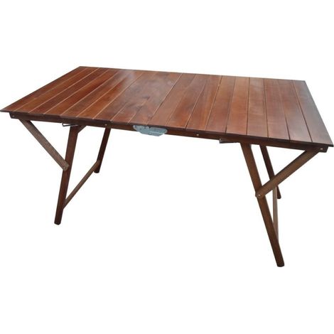 Tavolo richiudibile LAURA a strisce in legno 70x140 cm NOCE