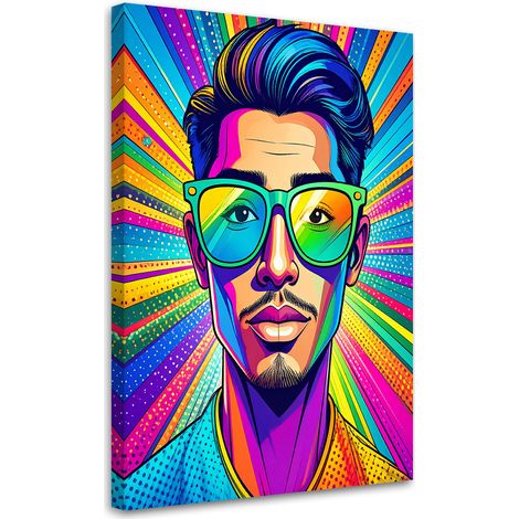 Cuadro sobre Lienzo Pop art hombre con gafas 20x30 (1/5)