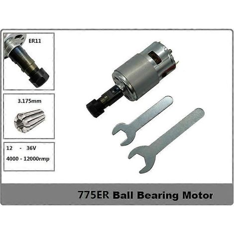 Moteur CC 775 12-36 V 4000-12000 tr/min, moteur de broche à roulements à billes avec rallonge ER11 pour traceur CNC 1610/2417/3018