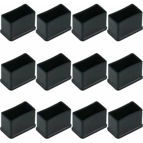 Lot de 12 Embouts de Protection Rectangulaires en Feutre de Caoutchouc pour Pieds de Table ou de Chaise - Noir, 15 x 30 mm (1/5)