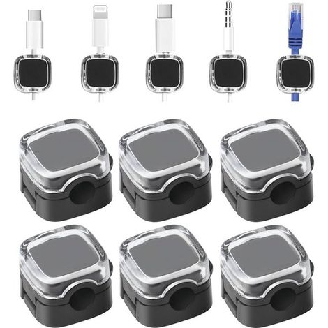 Clips magnéticos para cables de escritorio - 6 unidades, organizadores autoadhesivos (1/5)