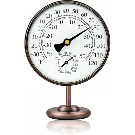 Thermomètre intérieur et extérieur en laiton, thermomètre décoratif d'intérieur avec humidité (1/5)