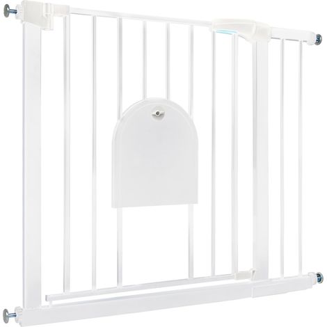 Naizy – Barrière de sécurité extensible 85-95 cm – Sans perçage – Petite porte pour animaux – Double verrouillage – Conception automatique