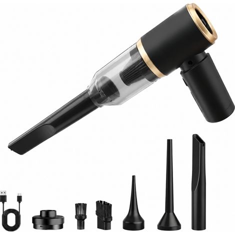 Aspirateur Voiture Sans Fil USB Rechargeable 6 Embouts, Aspirateur Portable Puissant pour Nettoyage Auto Maison Bureau (1/5)