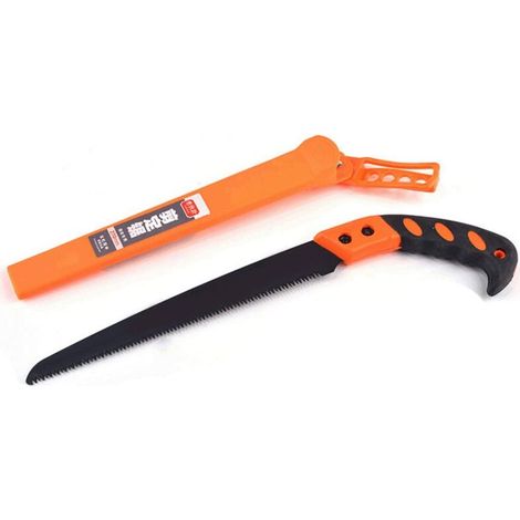 Scie d'&eacutelagage professionnelle Scie &agrave main droite robuste avec &eacutetui de protection pour le jardinage Fournitures de coupe d'arbres