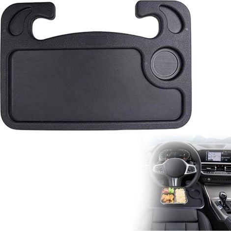 Vassoio per volante auto - Portatile e multifunzionale - Per lavorare al computer portatile, mangiare, adatto alla maggior parte dei veicoli - Nero (1/5)
