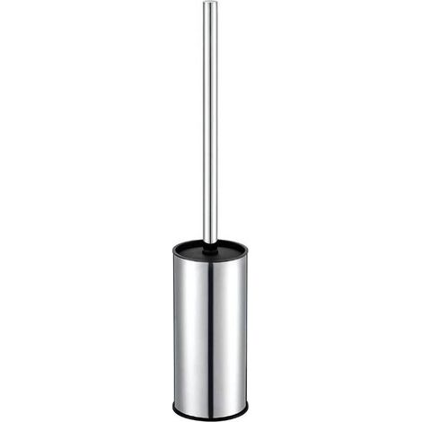 Porte-brosse WC rond en acier inoxydable chromé, autoportant pour salle de bain (Chrome) (1/5)