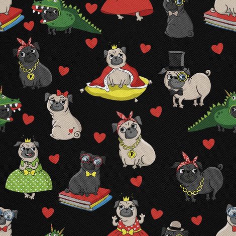 Telas decorativas Oxford para exteriores - Motivo: Perros carlinos disfrazados (1/5)