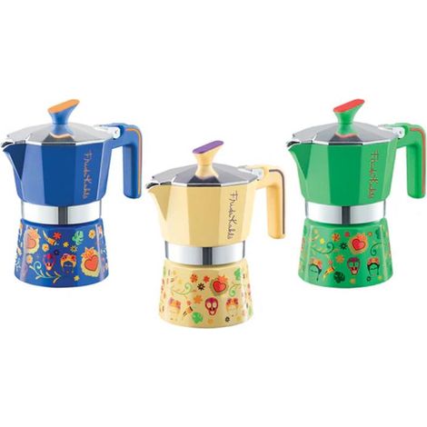 1 pezzo caffettiera moka frida kahlo 2 tazze pedrini 3 colori