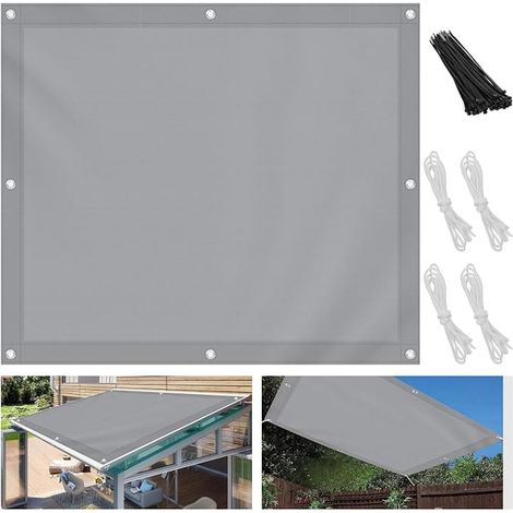 Sun Shade Sail, Waterproof Sun Shade Sail, Garden, Patio, Party, Pergola, Balcony 95% UV Rays with Mounting Ropes, 3 x 4 m, Grey (1/5)