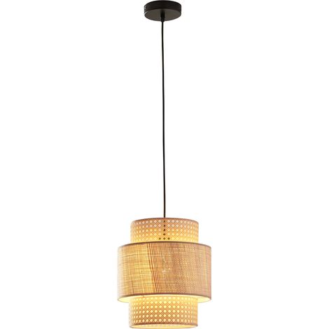 Lampe lampadaire suspension E27 diamètre 29 cm noir aspect rotin