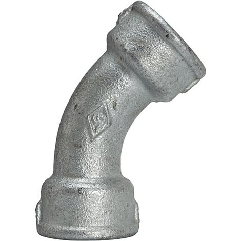 Riegler Bogen 41, 45°, IG/IG, Rp 1/2, schwarzer Temperguss feuerverz. (1/2)