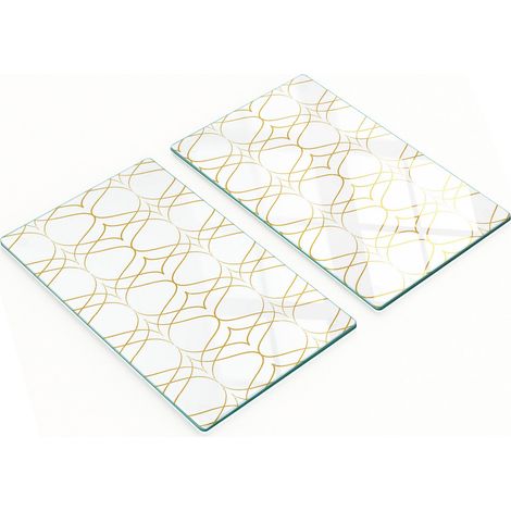 Küchenschneidebretter aus Glas mit grafischem geometrischem Muster, 2 x 30 x 52 cm (1/5)