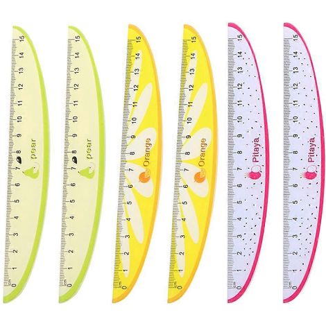 Lot de 6 règles créatives en plastique de 15 cm à motifs de fruits, pour écoliers et étudiants (style aléatoire). (1/3)