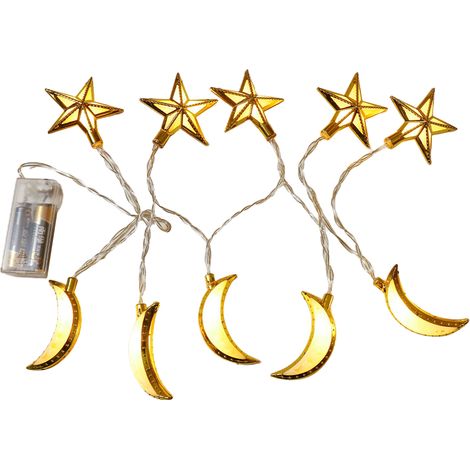10 Guirlande lumineuse,étoiles et lune,décoration Ramadan,Eid,intérieur et extérieur (1/5)