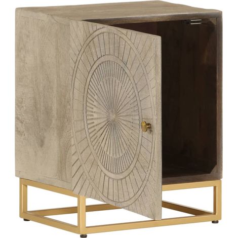 Table de chevet Cabinet de chevet Table de nuit 40x30x50 cm bois massif manguier et fer (1/5)