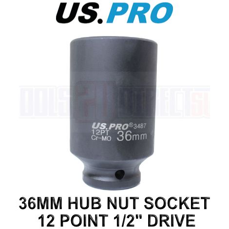 US PRO Tools 36mm 1/2" Drive Axle Hub Nut Socket 12 Point Deep Impact Socket 3487 (1/3)