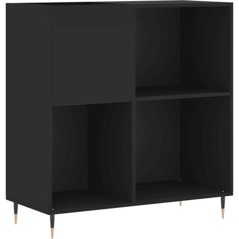 Mueble clásico para discos de vinilo para salón 84,5 x 38 x 89 cm madera de ingeniería negra 020049160 (1/5)