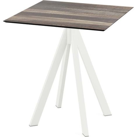 Infinity table de bistrot avec piètement blanc + plateau HPL Tropical Wood 70x70 cm - Feros (1/3)