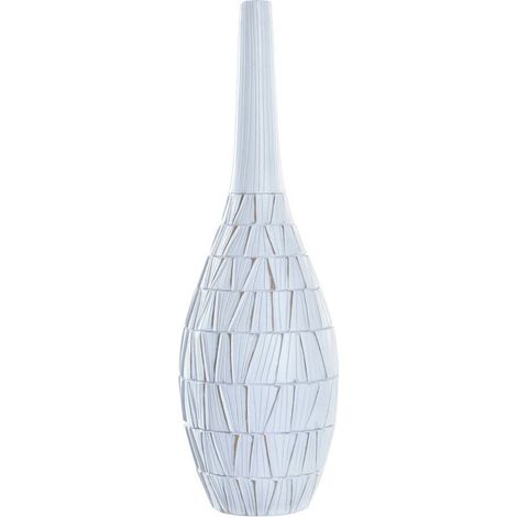 Vase décoratif blanc en résine style moderne élégant - blanc mat sculpté (1/3)