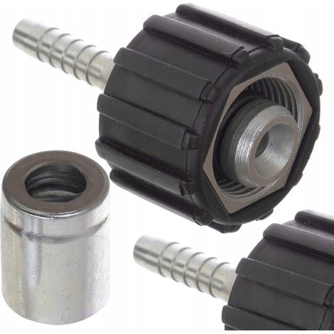 Set di Raccordi per Tubo Alta Pressione – Filettatura M22x1,5, Spina 14 mm  Compatibile con Idropulitrici DN6, 1/4"  Acciaio Inossidabile e Plastica