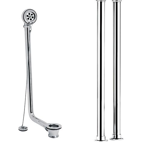 Nuie Hudson Reed Freestanding Bath Shrouds and Exposed Bath Waste Chrome