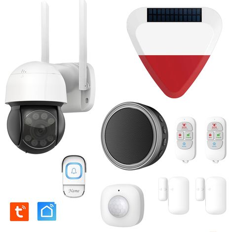Kit de Sécurité Connecté avec Caméra KYF-CAM-026 + Sirène Extérieure Solaire Autonome