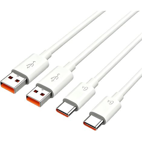 2pcs 120W USB C Fast Charging Cable, USB Type C Cable, 6A Turbo Charging Cable Compatible with Android Smartphones for Super Fast Charging and Data Transfer (1/5)