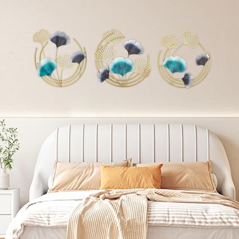 3 pièces moderne 3D feuille de ginkgo peinture murale de luxe décoration murale art décoration murale (1/5)