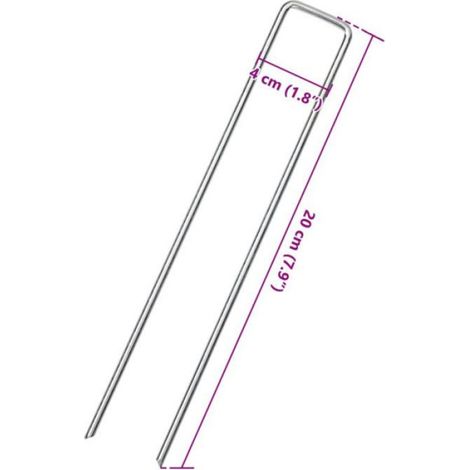 Piquet Sol - Acier Galvanisé - Forme U - 20 x 4 cm - Pour Membrane Désherbage et Toile de Sol - Lot de 25 (1/5)