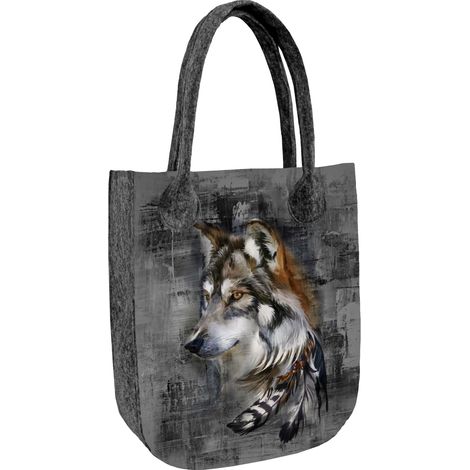 Borsa in feltro grigio City, stampa gratuita - Borsa shopper da donna, feltro ecologico, cerniera, adatta per formato A4, capacità fino a 10 kg, prodotta in Polonia, Arco Design (1/5)