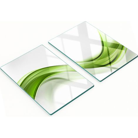 Planches décoratives multifonctionnelles en verre pour la cuisine, motif vague verte, 2 x 40 x 52 cm (1/5)