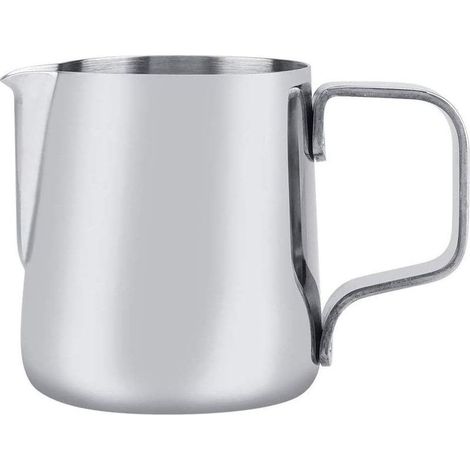 Pot à lait en acier inoxydable 100 ml – design professionnel pour latte art, idéal pour cappuccino et café au lait (argent) (1/5)