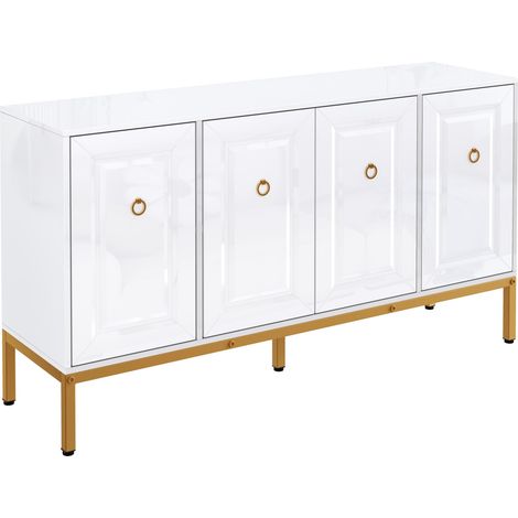 mobile contenitore 140x40x80 bianco oro design moderno OKMYHOME (1/5)