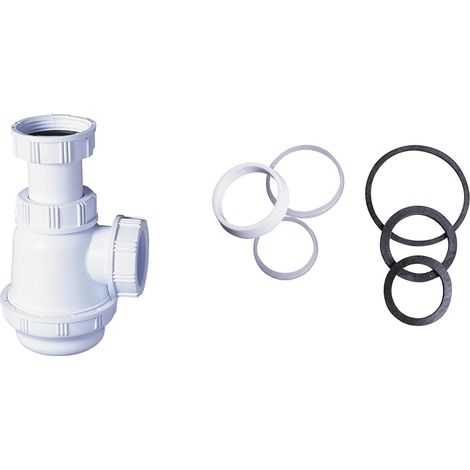 lot de 2 : 1 siphon lavabo Ø32 mm à culot court + 1 kit de joints multiples siphon Ø32, Ø36, Ø40 mm (1/5)