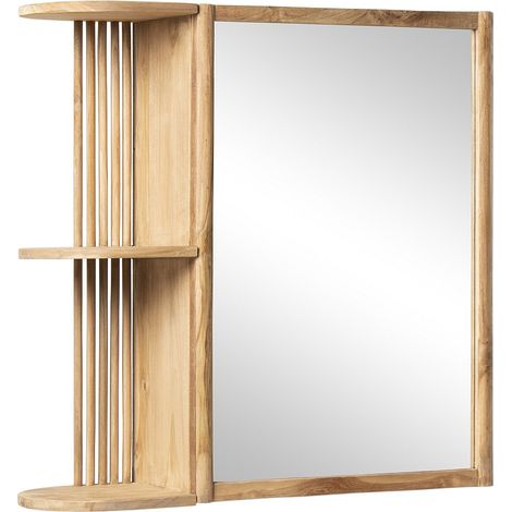 Armoire murale de salle de bain en teck avec miroir et niches - Coloris naturel - CIMAHI (1/4)