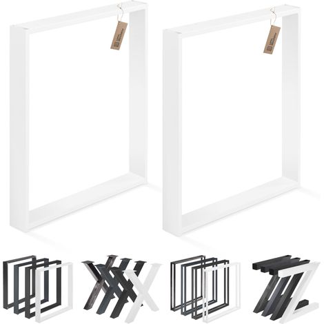 LAMO Manufaktur Lot de 2 pieds de table è manger ou de bureau, modèle Simple Light, Profil 60x20 mm, 80x72 cm (L x H), blanche, LTS-01-E-FF-9016