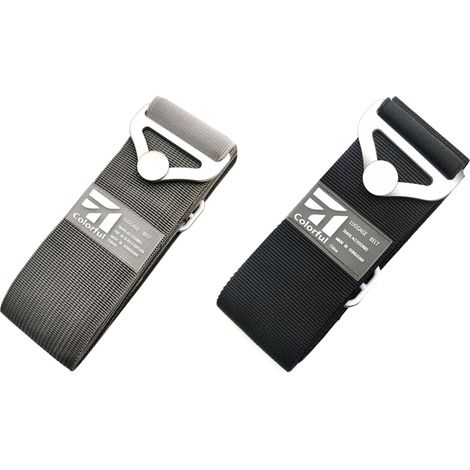 2 pièces de sangles de bagage pour valises, sangles élastiques réglables robustes pour bagages, accessoires de ceinture de voyage pour bagages (gris + noir) (1/5)