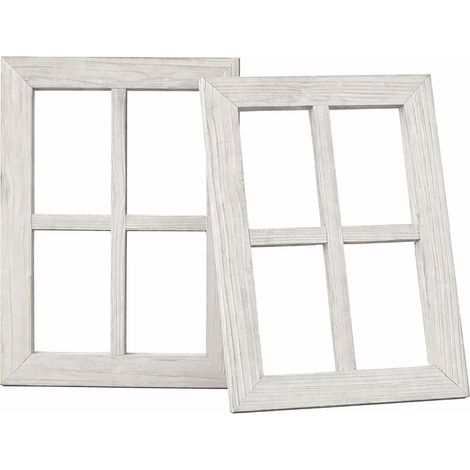 Relaxdays Marcos de ventana decorativos, set de 2, HB: 40x28 cm, rústico, madera vintage, sin cristal, blanco