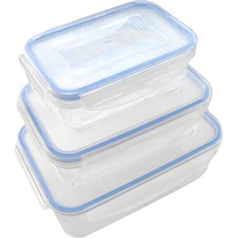 CONTENITORE RETTANGOLARE IN PLASTICA SET 'SUPERLOCK' kit 3 pezzi - lt 0,24 / 0,5 / 1,0