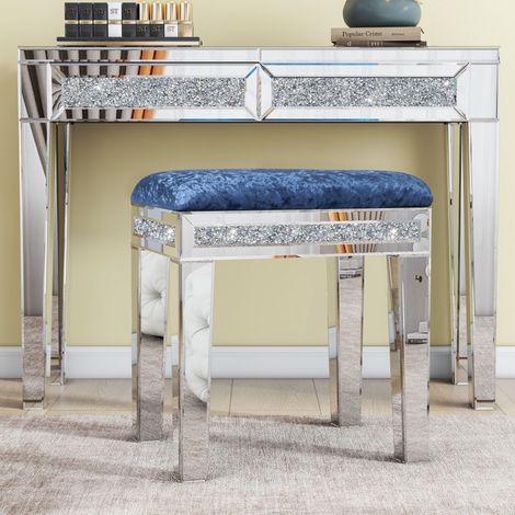 Solid Wood blue Accent Stool
" (1/4)