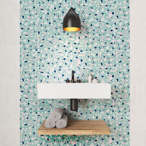 Stickers muraux - Sticker Mural Carrelage adhésif Cuisine Salle de Bain - TERRAZZO WILMER - 24stickers15x15cm (1/5)