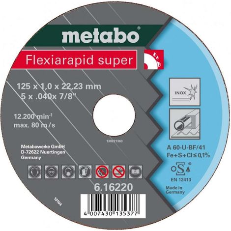 METABO Disco da taglio - acciaio inox - FLEXIARAPID SUPER 125x0,8x22,2 616209000