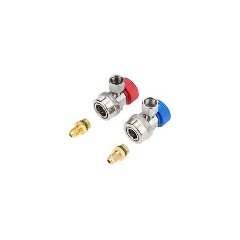 Adaptateur De Gaz Frigorigene - Raccord Rapide R134A - Haute Et Basse Pression - Pour Climatisation Automobile - Lot De 2 (1/5)