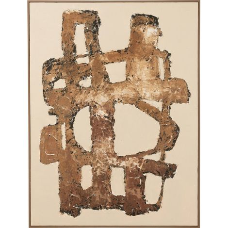 Tableau abstrait toile multi effet bois pour salon élégant - Marron effet bois naturel (1/4)