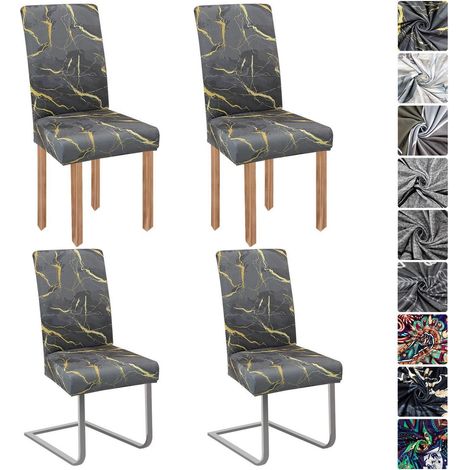 Stuhlhussen 4er Set, Stretch, abnehmbar, waschbar, für Esszimmerstühle (1/5)
