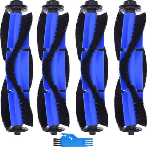 4 brosses de rechange pour Eufy 11S MAX/15C MAX/30C MAX/G30 EDGE/G10 HYBRID, robot aspirateur (4 brosses principales + 1 brosse de nettoyage) (1/5)