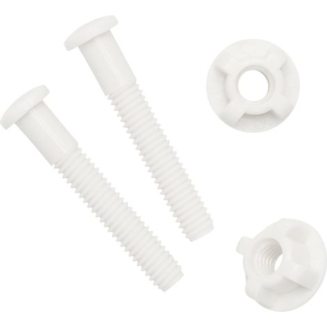 Universal White Plastic Toilet Seat Hinge Bolt Screw For Top Mount Toilet Seat Hinges, 2 Pack (1/5)