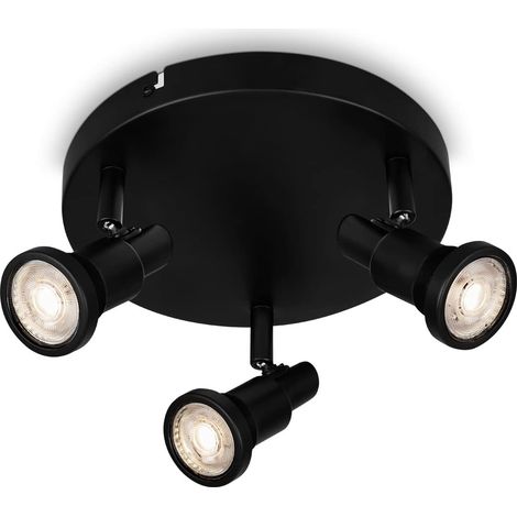 Plafonnier de salle de bains LED, pivotant, plafonnier de salle de bains LED, IP44, couleur de lumière blanc chaud, GU10, noir, 210 x 106 (L x H) (1/5)
