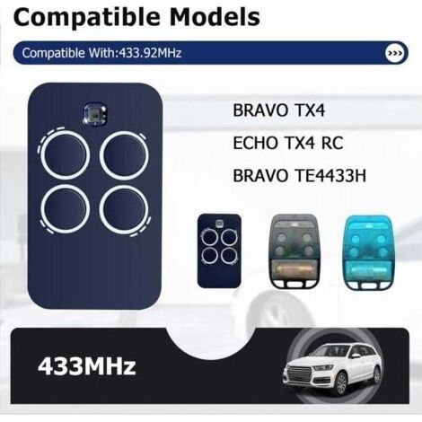 Configurez deux télécommandes pour les connecter à un garage à quatre canaux, compatibles avec Genius Echo TX4 RC 433 MHz. (1/3)